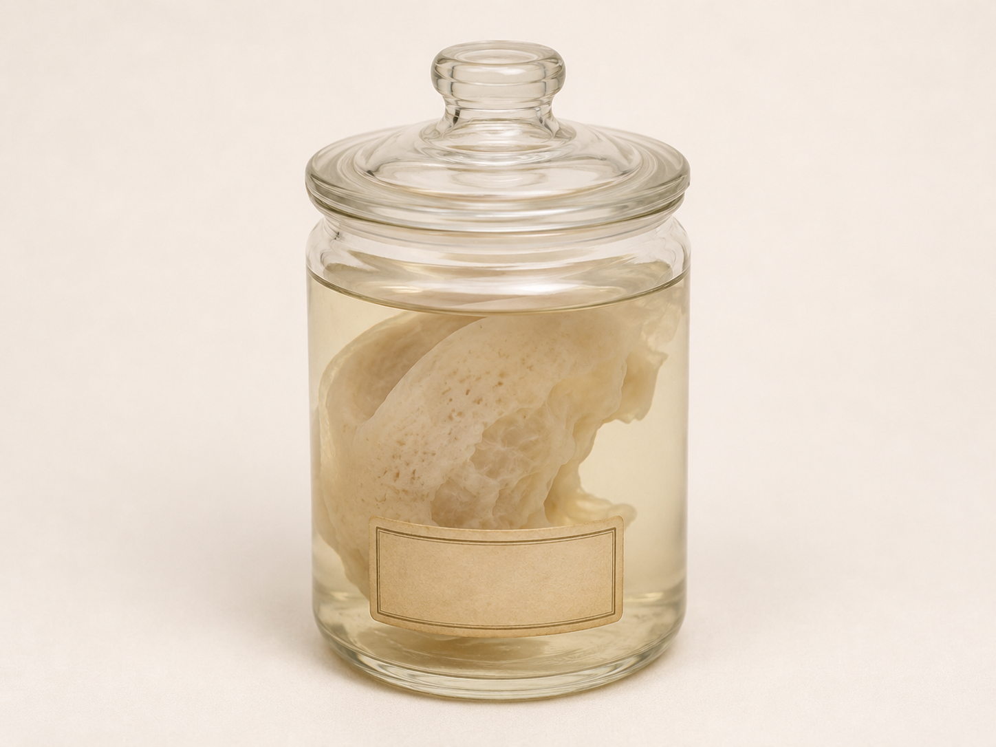 Neutral diagram of a preservation container with label.